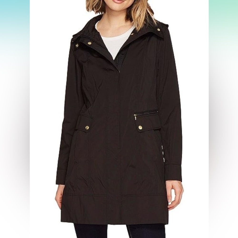 Women's Cole Haan Black Hooded rain Jacket